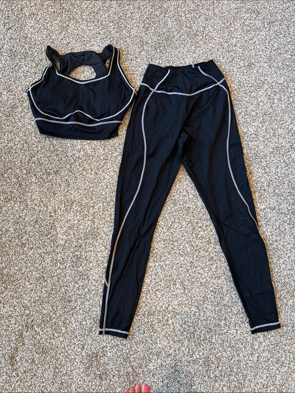 BuffBunny Black Two-Piece Athletic Set with Light Contrast Trim